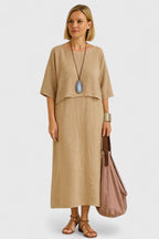 Women's Two-Piece Set Relaxed Top with Maxi Skirt - 2
