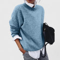 Women's Jumper with Mock Neck and Relaxed Fit - Blue