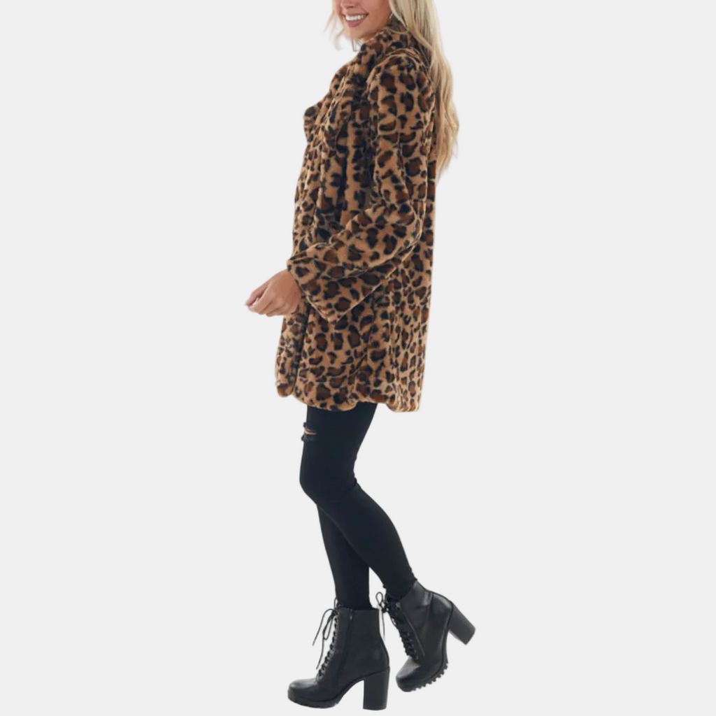Women's Faux Fur Open Front Midi Winter Coat - 3