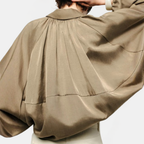 Women's Balloon Sleeve Zip Up Oversized Bomber Jacket - 8
