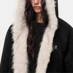 Women's Faux Fur Lined Bomber Jacket with Cat Ear Hood - 9