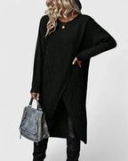 Women's Jumper Dress Long Sleeve with Wrap Front Hem - 3