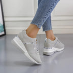 Women's Wedge Sneakers with Metallic Details - 7