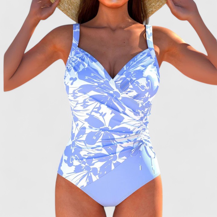Alice | Women’s Modern Printed Beach Swimsuit - Light Blue