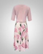 Women's Floral Maxi Dress Sleeveless with V-Neck and A-Line Silhouette - 4
