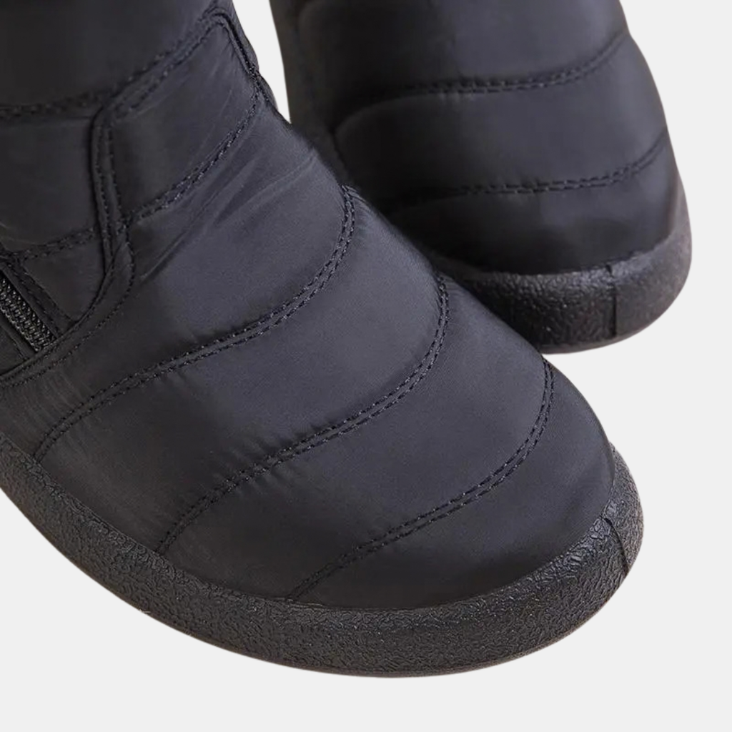 Women's Quilted Faux Fur Cuff Ankle Snow Boots with Side Zip - 6