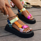 Women's Platform Sandals with Adjustable Straps and Chunky Sole - 4