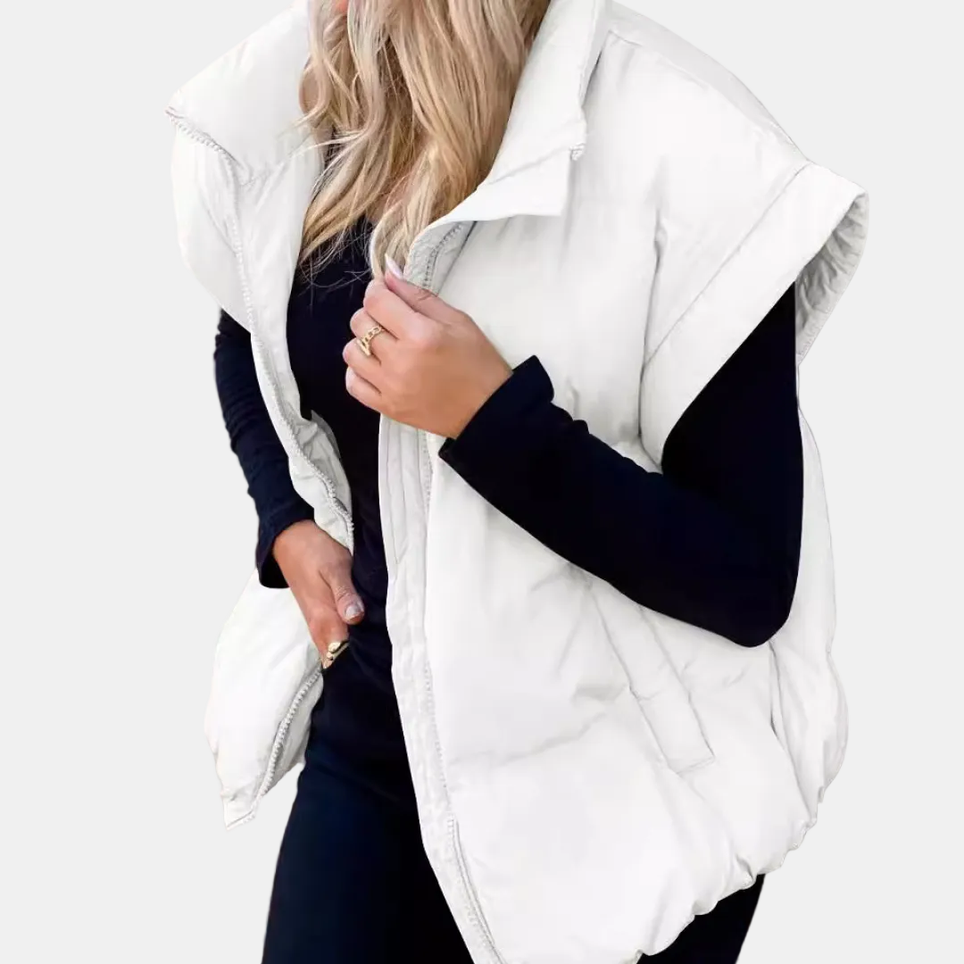 Women's Puffer Gilet Oversized Quilted Sleeveless Stand Collar with Pockets - 9