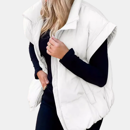 Women's Puffer Gilet Oversized Quilted Sleeveless Stand Collar with Pockets - 9