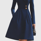 Women's Coat Dress Long Sleeve Tailored Fit with A-Line Skirt - 4