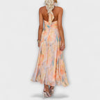 Women's Halter Neck Maxi Dress with Tie Waist and Back Cut-Out - 2
