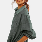 Women's Balloon Sleeve Button Front Denim Mini Dress - 6