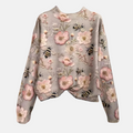Women's Embroidered Floral Knit Jumper Loose Fit Crew Neck - Style B