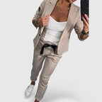 Women's Blazer and Jogger Two-Piece Set - 3