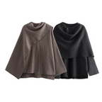 Women's Oversized Cape Coat with Textured Finish - 5