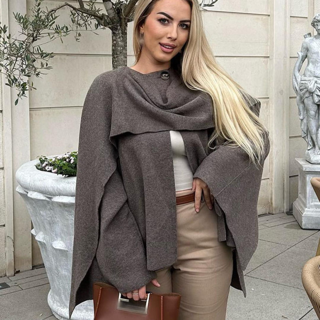 Women's Oversized Wrap Coat with Draped Neckline and Belted Waist - 5