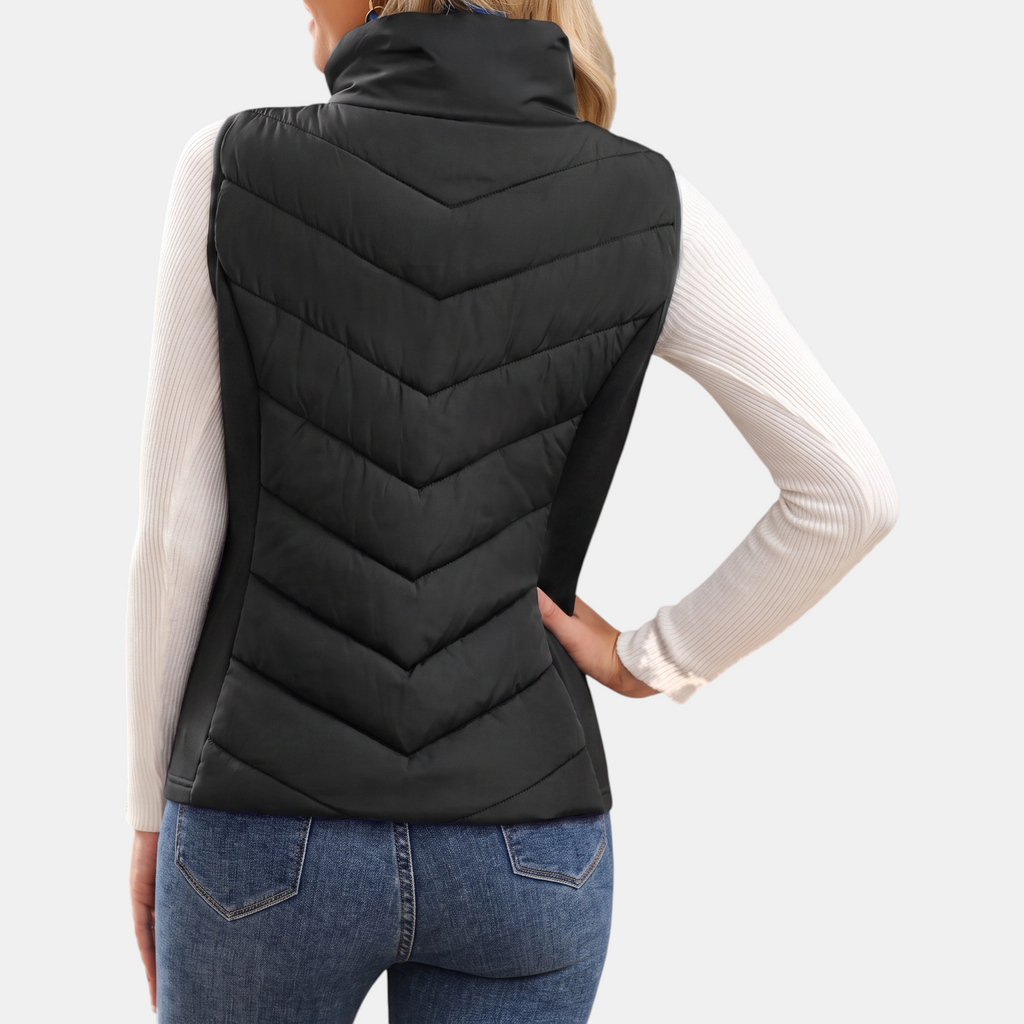 Women's Quilted Puffer Gilet Stand Collar Zip Up Sleeveless Gilet - 10