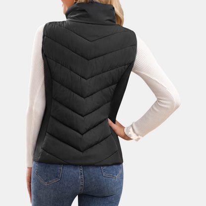 Women's Quilted Puffer Gilet Stand Collar Zip Up Sleeveless Gilet - 10