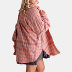 Women's Raw Hem Shirt Oversized Long Sleeve Blouse - 10