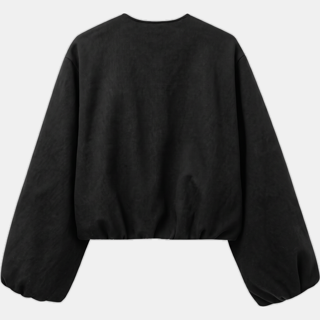 Women's Cropped Zip Up Oversized Fleece Bomber Jacket - 10