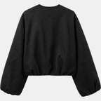 Women's Cropped Zip Up Oversized Fleece Bomber Jacket - 10