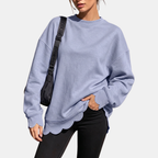 Women's Scallop Hem Crewneck Oversized Sweatshirt - 11