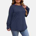 Women's Crewneck Thumb Hole Oversized Tunic Top - 8