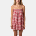 Women's Smocked Ruffle Trim Gingham Cami Two Piece Set - 5