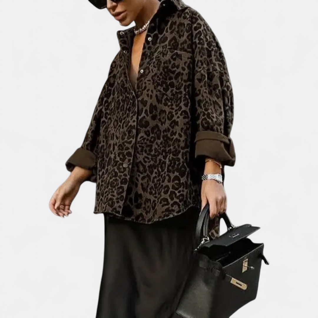 Women's Vintage Leopard Print Blouse - 3