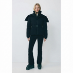 Women's Ski Jacket with Detachable Hood, Belted Fitted Waist - 16
