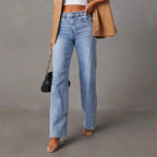 Women's Wide Leg Jeans with High Waist Fit - 6