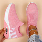 Women's Slip-On Trainers with Air Cushion Sole - Pink