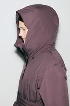 Women's Ski Jacket with Detachable Hood, Belted Fitted Waist - 12
