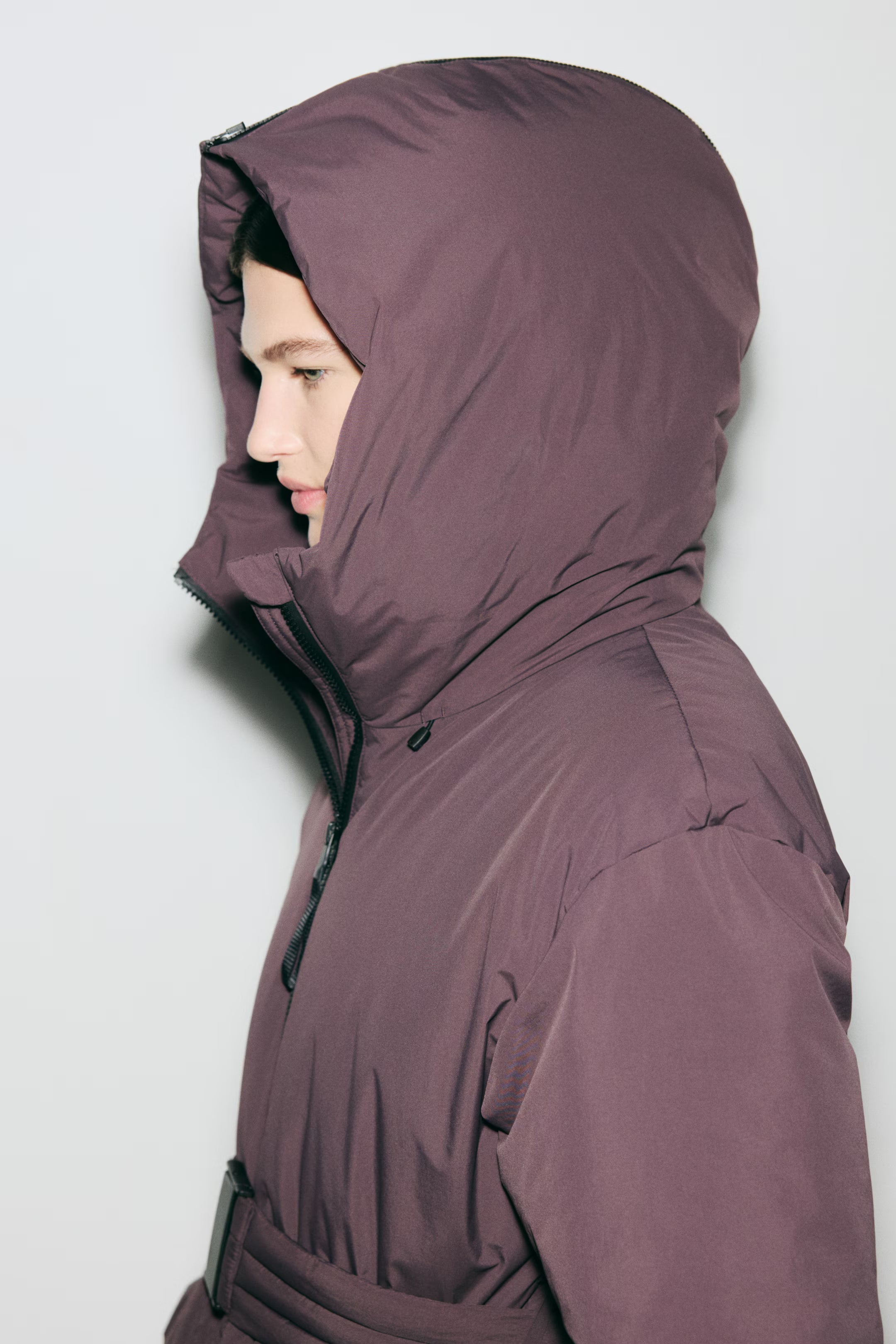 Women's Ski Jacket with Detachable Hood, Belted Fitted Waist - 12