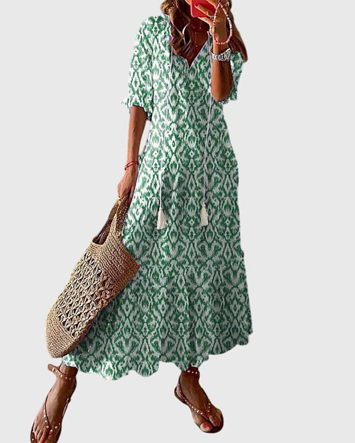 Amalia | Boho Vintage Summer Dress - Green (Almost sold out)