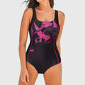 Ashley | Women’s Shaping Printed One-Piece Swimsuit - Black and Pink