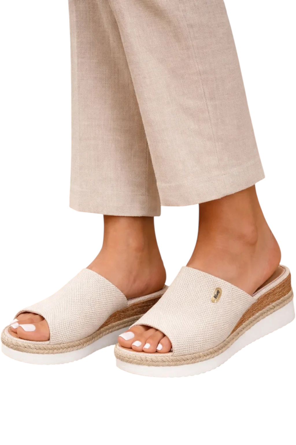 Women's Open Toe Platform Espadrille Slide Sandals