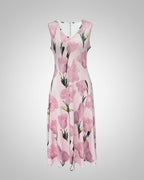 Women's Floral Maxi Dress Sleeveless with V-Neck and A-Line Silhouette - 5
