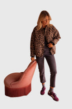 Women's Jacket with Leopard Print and Snap Buttons - 6
