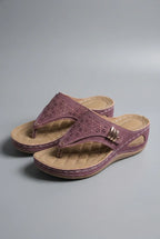 Women's Wide Fit Wedge Sandals with Toe Post Strap - 3