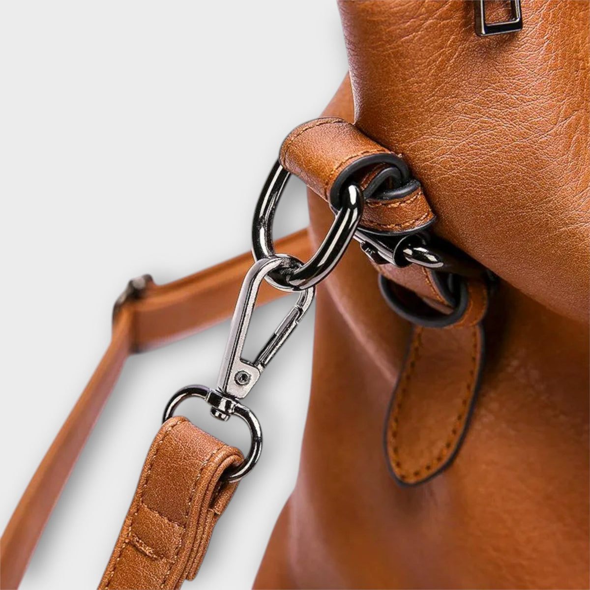 Women's Shoulder Bag with Buckle Straps and Magnetic Flap Closure - 2