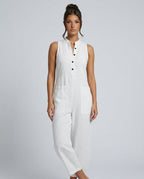 Women's Sleeveless Jumpsuit with Stand Collar and Wide Leg - 8