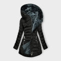 Women's Padded Jacket with Hood and Zip Pockets - Black