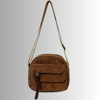 Mini Crossbody Bag with Adjustable Strap and Multiple Pockets - Brown