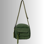 Mini Crossbody Bag with Adjustable Strap and Multiple Pockets - Green