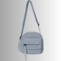 Mini Crossbody Bag with Adjustable Strap and Multiple Pockets - Blue