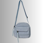Mini Crossbody Bag with Adjustable Strap and Multiple Pockets - Blue