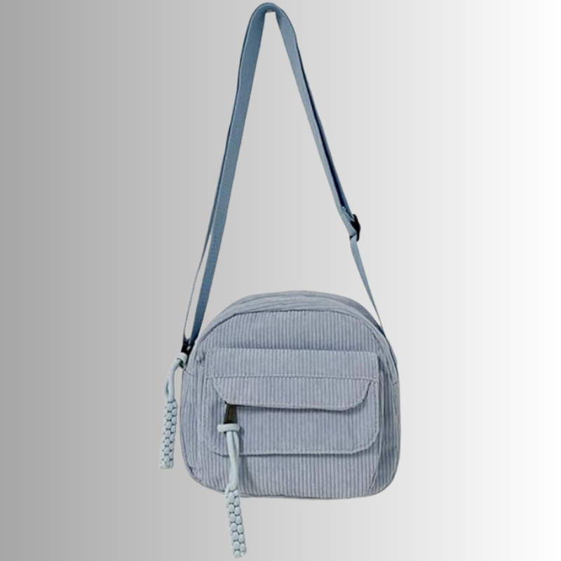 Mini Crossbody Bag with Adjustable Strap and Multiple Pockets - Blue