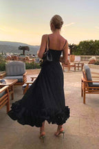 Women's Sleeveless Occasion Dress with Ruffle Hem and A-Line Silhouette - 5