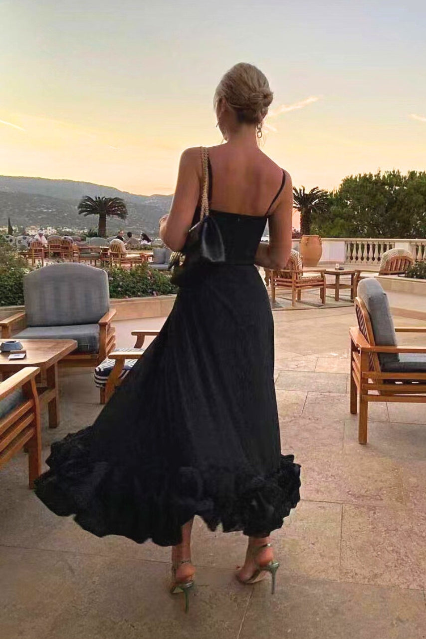 Women's Sleeveless Occasion Dress with Ruffle Hem and A-Line Silhouette - 5